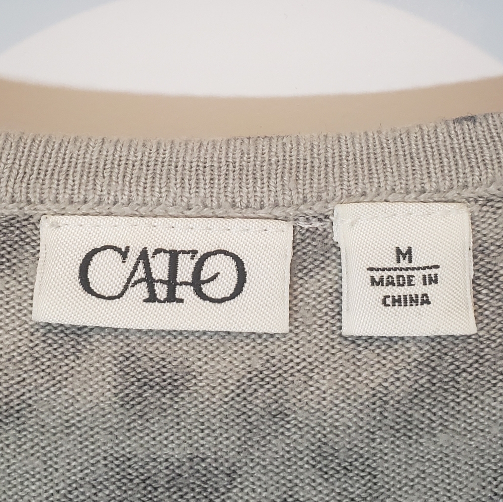 Cato Animal Print Leopard Sweater Pullover Black Gray Size Large Round Neck - Picture 7 of 10